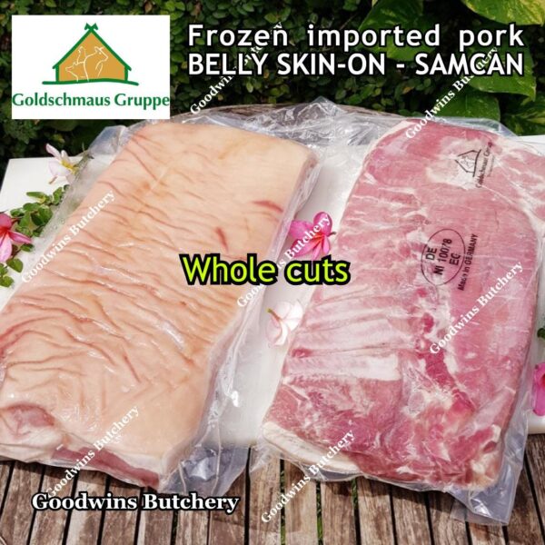 Pork belly skin on import WHOLE CUT Denmark DANISH CROWN perut samcan babi tanpa kulit beku frozen UTUH - Image 4