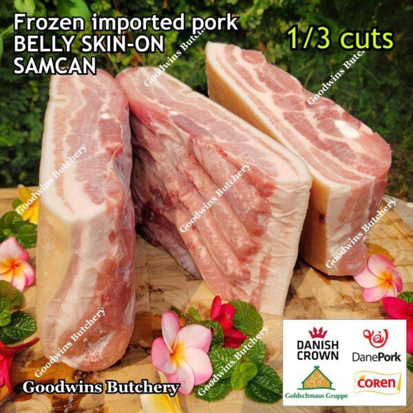 Pork belly skin on import WHOLE CUT Denmark DANISH CROWN perut samcan babi tanpa kulit beku frozen UTUH - Image 21
