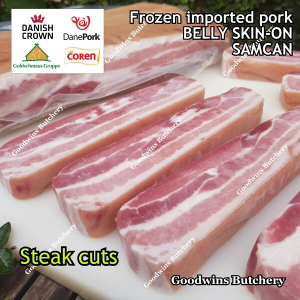 Pork belly skin on import WHOLE CUT Denmark DANISH CROWN perut samcan babi tanpa kulit beku frozen UTUH - Image 24
