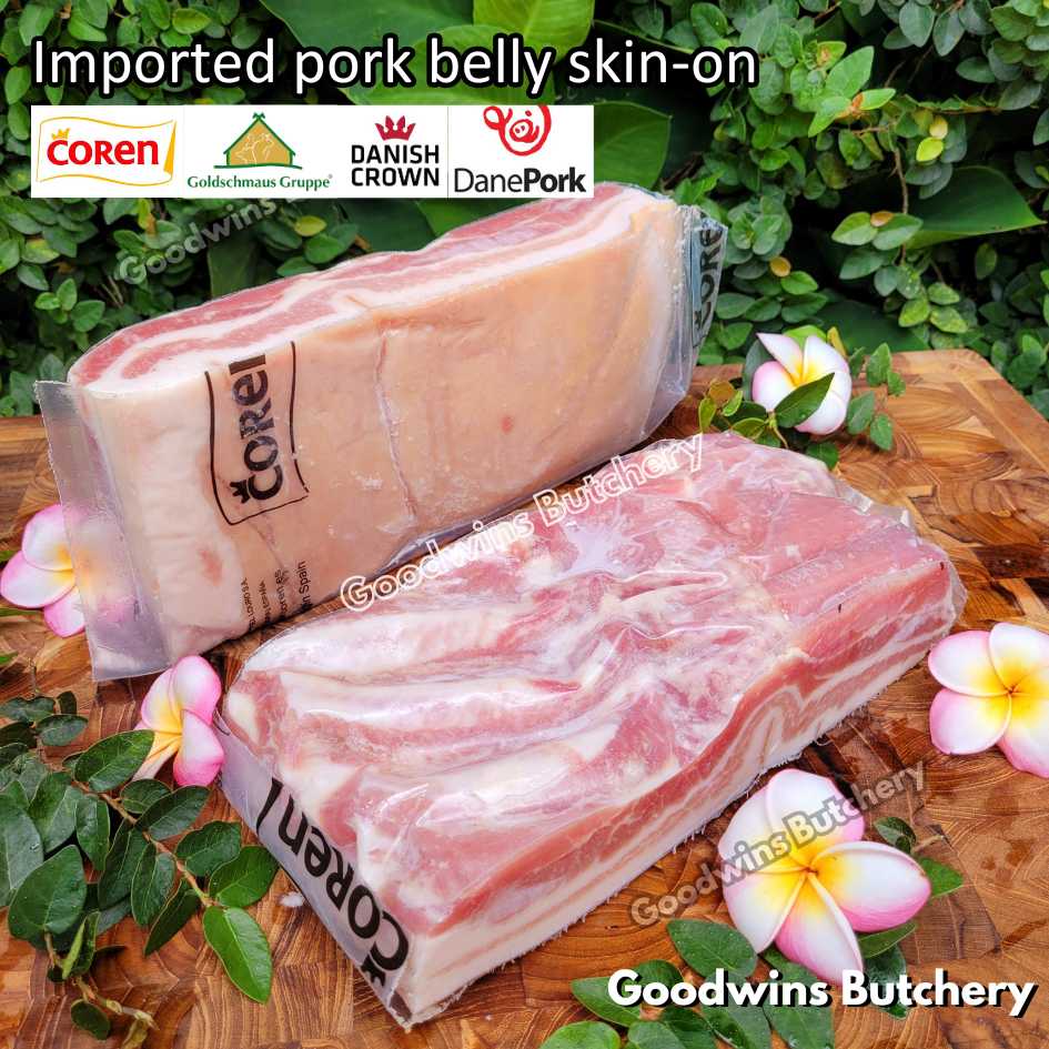 Pork belly with skin-on 600gr steak schnitzel cuts | samcan babi berkulit import frozen | Spain Coren | Denmark DanishCrown DanePork | Germany Goldschmaus - Image 2