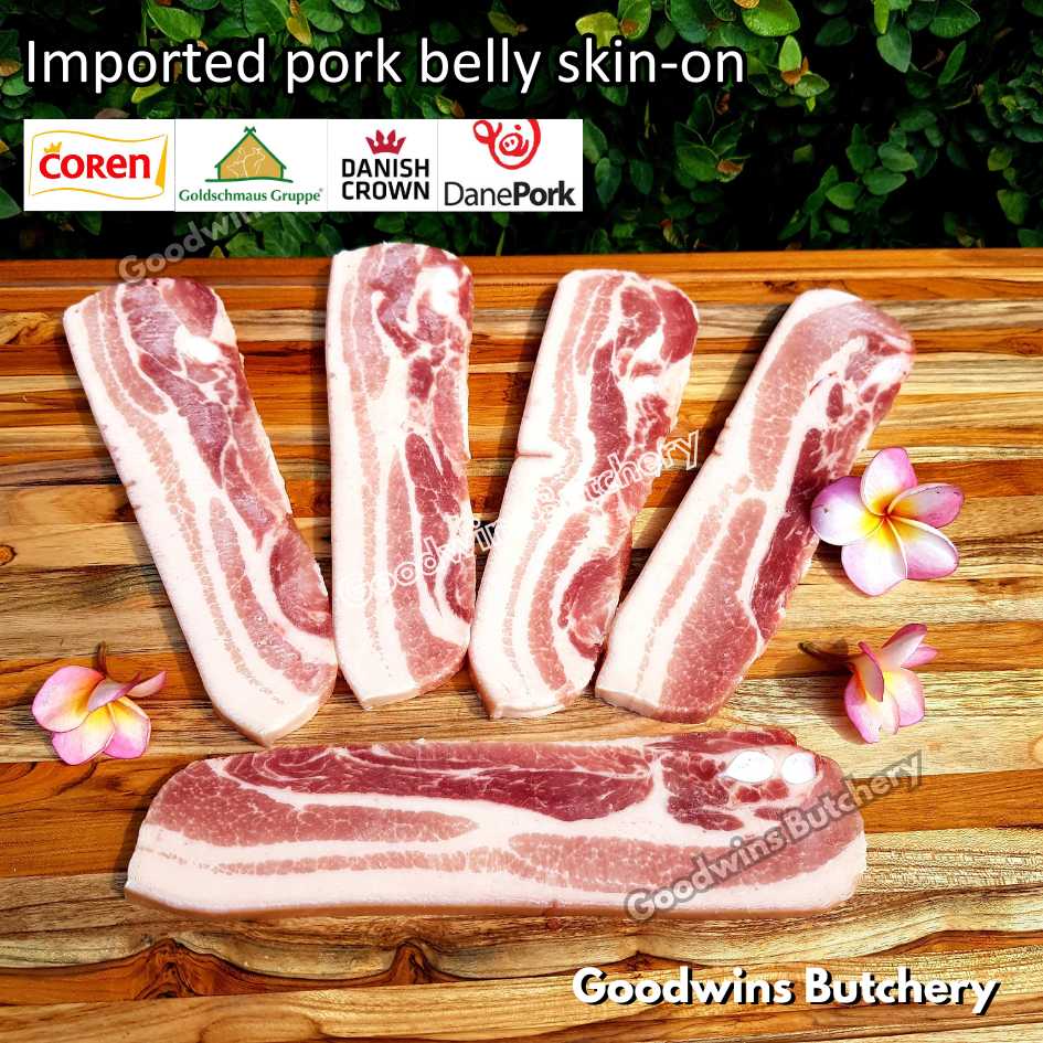 Pork belly with skin-on 600gr steak schnitzel cuts | samcan babi berkulit import frozen | Spain Coren | Denmark DanishCrown DanePork | Germany Goldschmaus - Image 4