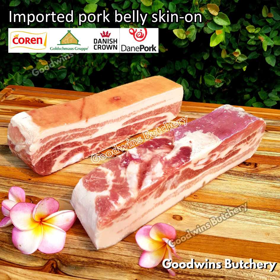 Pork belly with skin-on 600gr steak schnitzel cuts | samcan babi berkulit import frozen | Spain Coren | Denmark DanishCrown DanePork | Germany Goldschmaus - Image 3