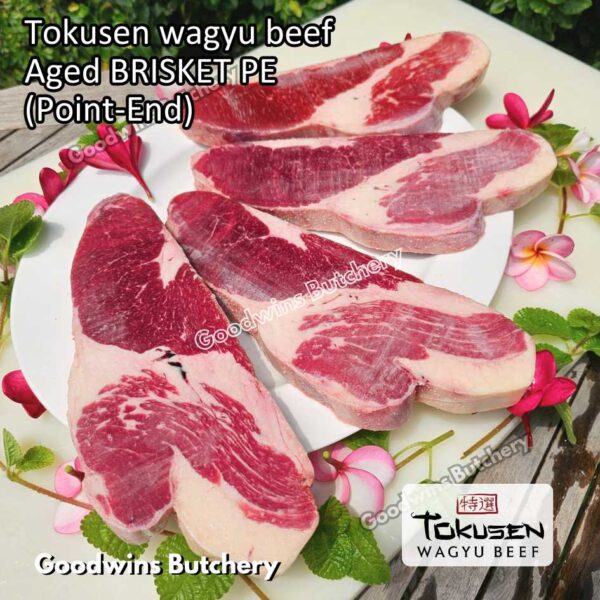 Beef wagyu Tokusen BRISKET PE (Point-End) marbling MBS-5 | daging sapi pucuk sandung lamur | aged frozen schnitzel steak cuts 1cm 1.5kg