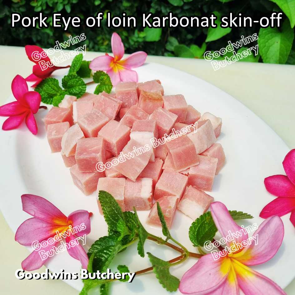 Pork EYE OF LOIN SKIN OFF Local Premium | FRESHLY DICED DADU CUTS 2cm 1kg | Sirloin Karbonat has luar babi tanpa kulit beku frozen - Image 50