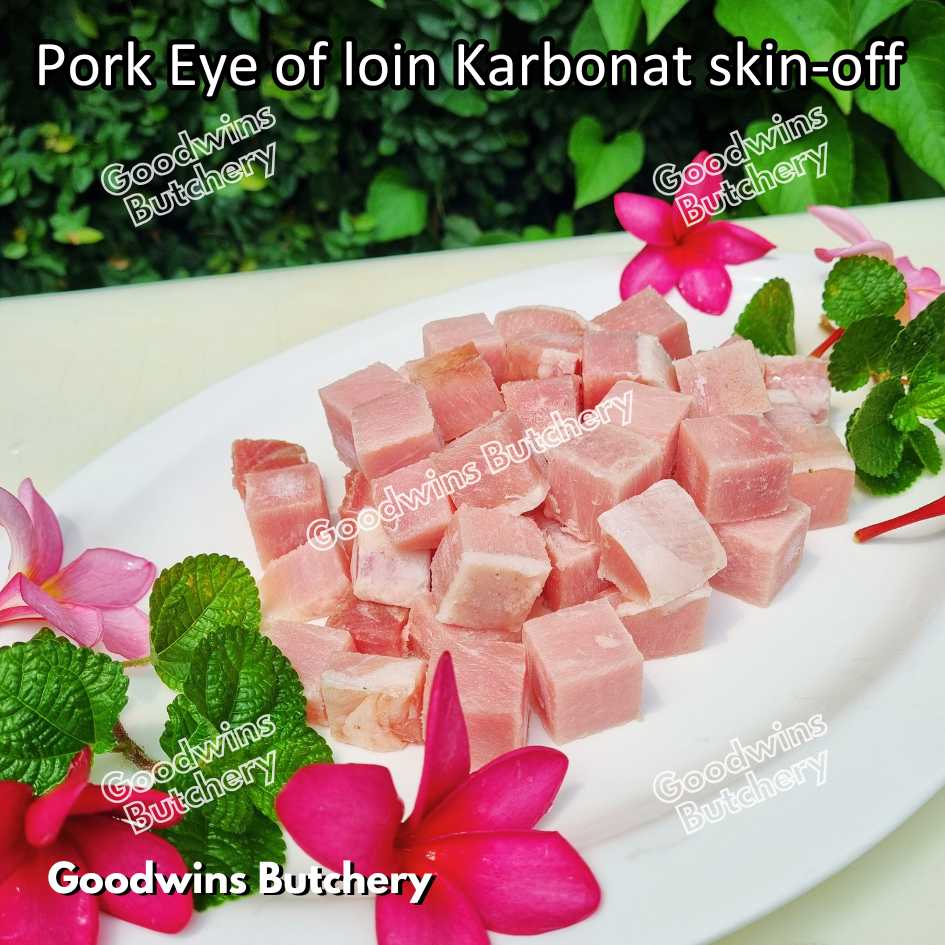 Pork EYE OF LOIN SKIN OFF Local Premium | FRESHLY DICED DADU CUTS 2cm 1kg | Sirloin Karbonat has luar babi tanpa kulit beku frozen - Image 43