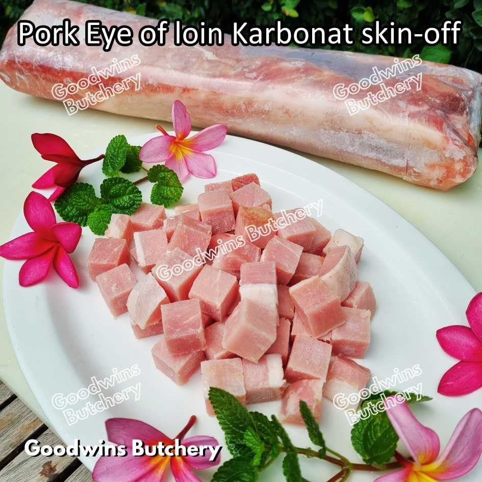 Pork EYE OF LOIN SKIN OFF Local Premium | FRESHLY DICED DADU CUTS 2cm 1kg | Sirloin Karbonat has luar babi tanpa kulit beku frozen - Image 52