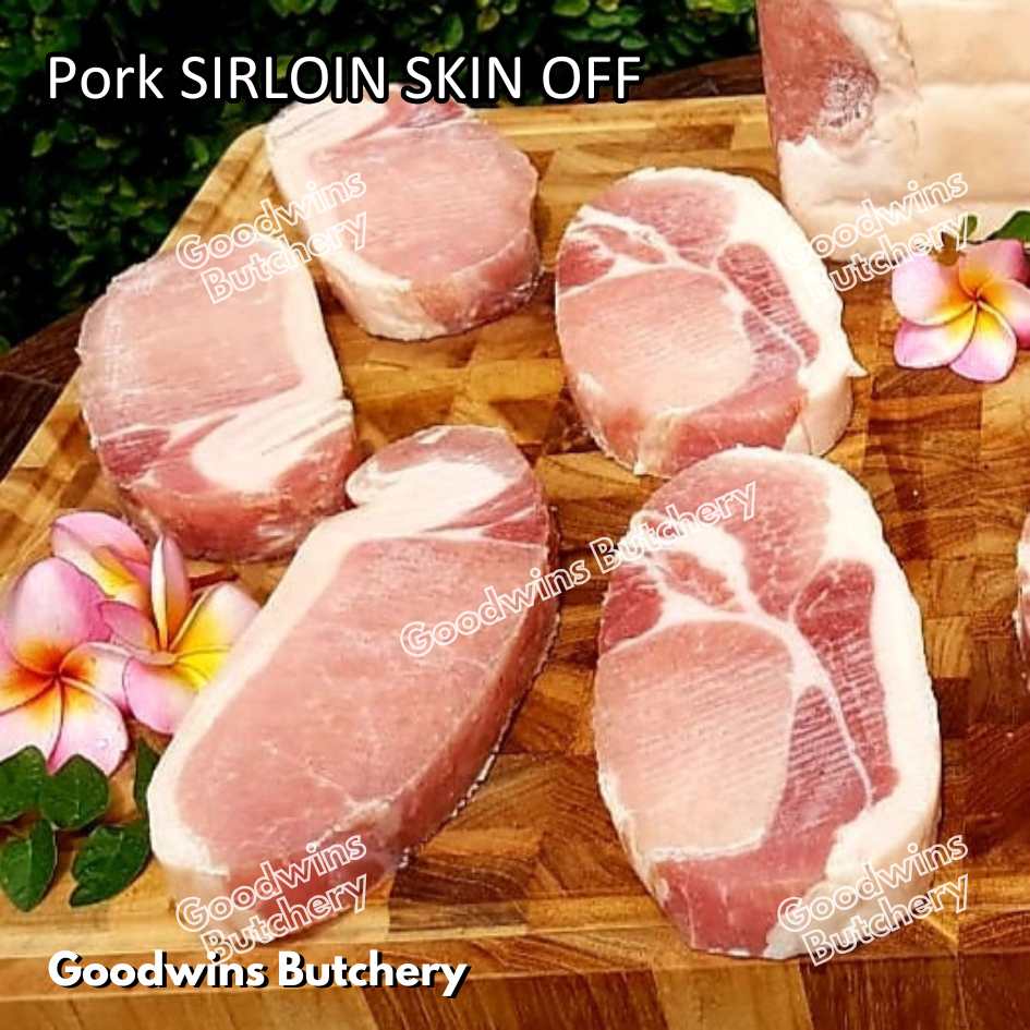 Pork SIRLOIN PORTIONED SMALL ROAST CUT skin-off Local Premium 1kg | daging babi has luar frozen - Image 3