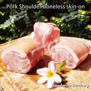Pork shoulder boneless with skin on Local Premium PORTIONED CUTS 1.2kg/pc | kapsim babi collar boston-butt frozen