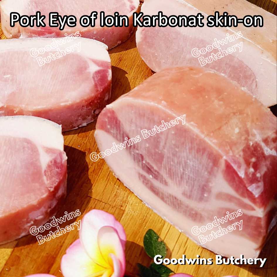 Pork EYE OF LOIN SKIN-ON local premium | WHOLE CUT UTUH 3kg | Sirloin Karbonat has luar babi berkulit beku frozen - Image 5