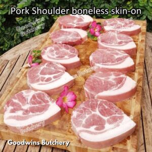 Pork shoulder boneless with skin on Local Premium STEAK CUTS 1.2kg/pc | kapsim babi collar boston-butt frozen