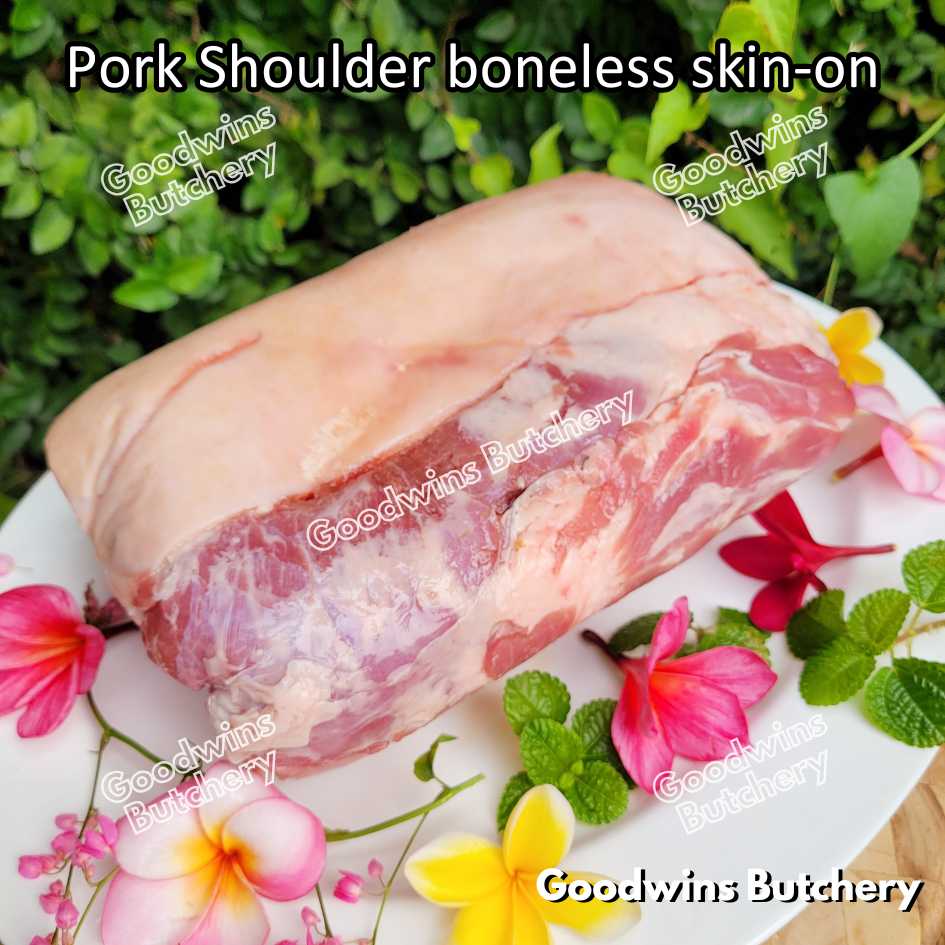 Pork shoulder boneless with skin on Local Premium WHOLE CUT UTUH 3.5kg/pc | kapsim babi collar boston-butt frozen