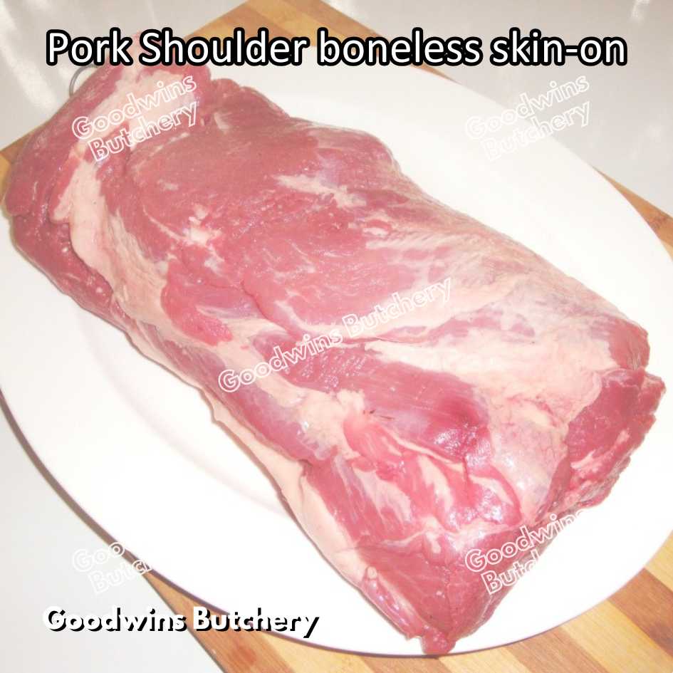 Pork shoulder boneless with skin on Local Premium WHOLE CUT UTUH 3.5kg/pc | kapsim babi collar boston-butt frozen - Image 2