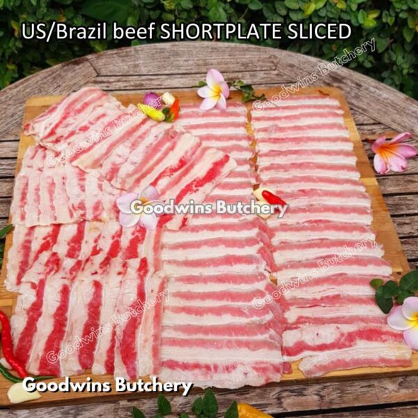 US / Brazil beef SHORTPLATE freshly sliced to order 1kg | daging sapi perut samcan iris slice teriyaki yakiniku shabu2 beef rice bowl | Short plate US Swift IBP Brazil Minerva frozen