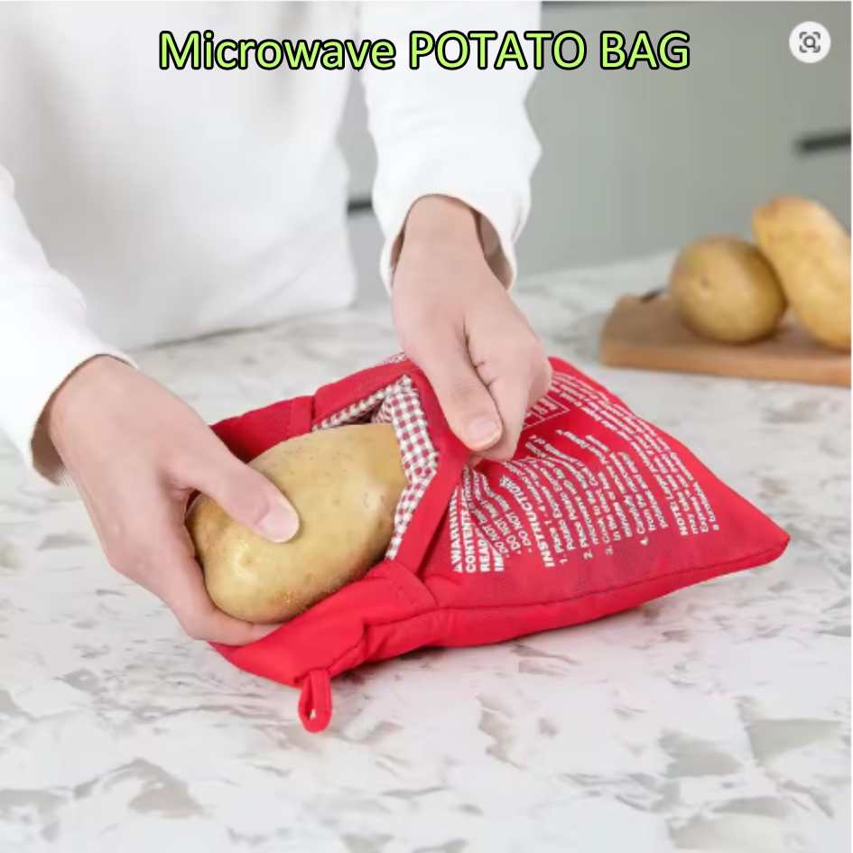 MICROWAVE POTATO RED BAG EXPRESS 4 minutes kantong merah pemasak kentang pouch cooker baked reusable 25x19cm - Image 5