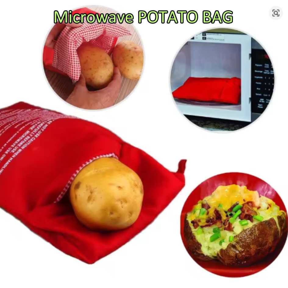 MICROWAVE POTATO RED BAG EXPRESS 4 minutes kantong merah pemasak kentang pouch cooker baked reusable 25x19cm - Image 3
