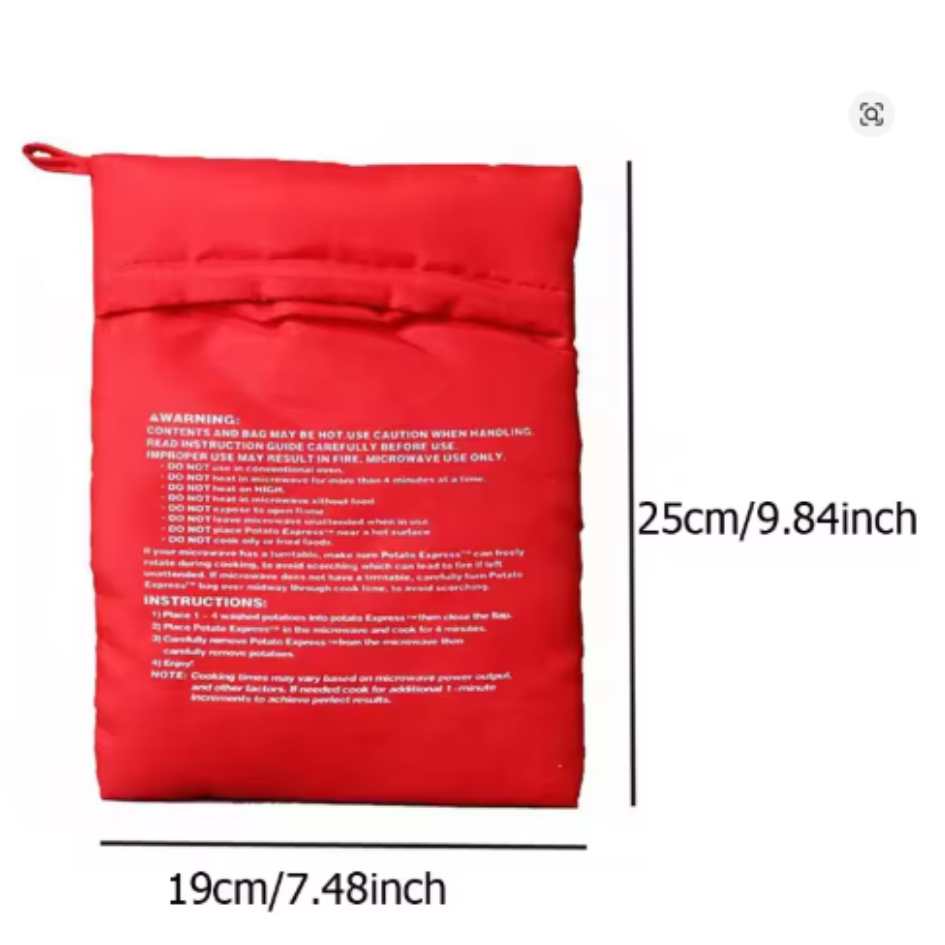 MICROWAVE POTATO RED BAG EXPRESS 4 minutes kantong merah pemasak kentang pouch cooker baked reusable 25x19cm - Image 6