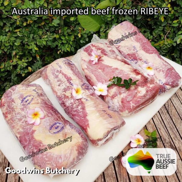 Beef RIBEYE Australia portioned small roast cut 1.5kg | brand Midfield Nolan AMG Borello CAG WMPG | daging sapi import Scotch-Fillet Cuberoll frozen - Image 3