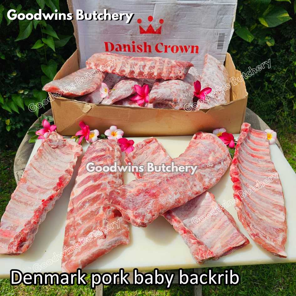 Denmark / Spain pork BABY BACKRIB & SPARERIB 11-13ribs 0.7-1.5 kg/slab | daging babi import baikut iga | brand DanishCrown Coren | Back rib Spare rib frozen