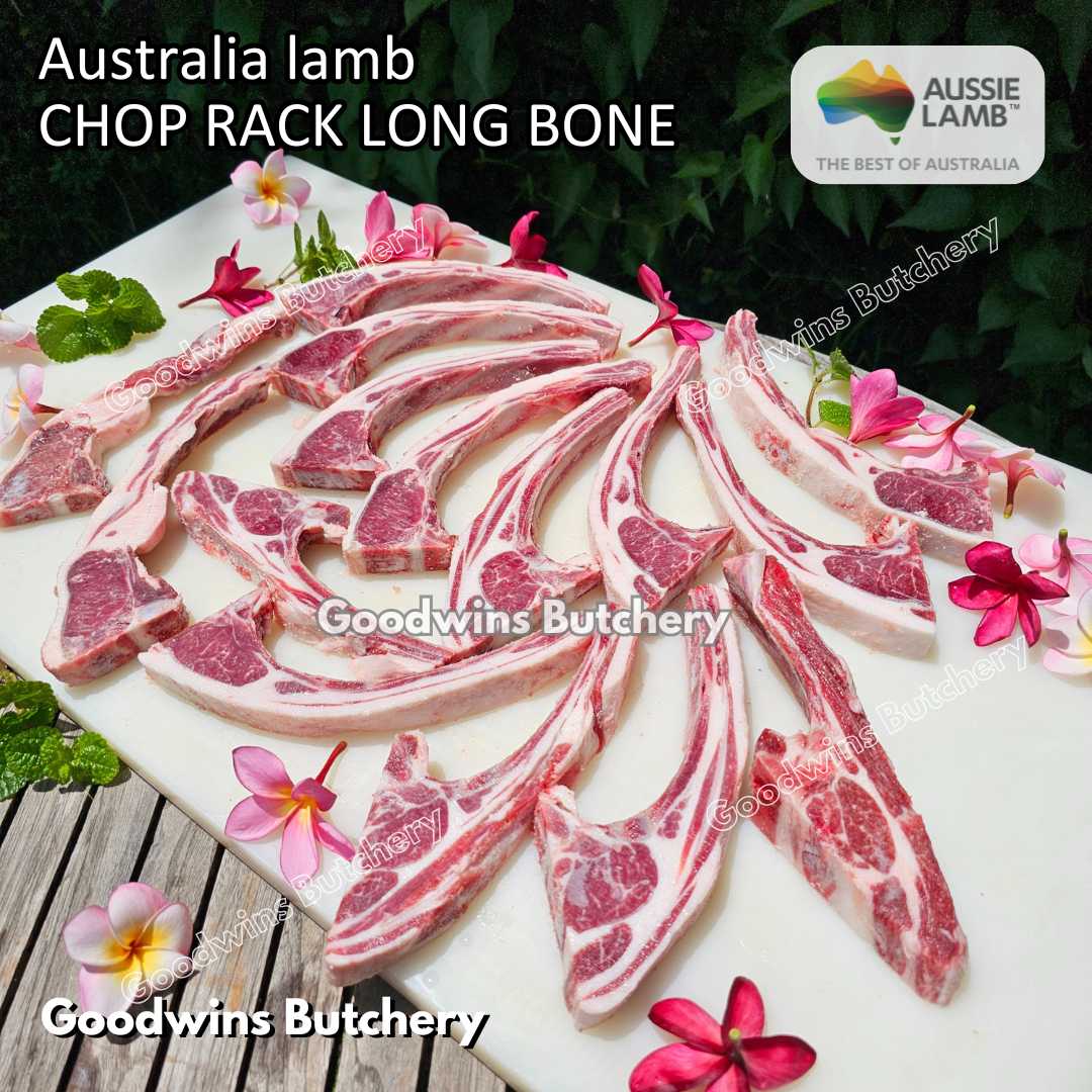 Australia LAMB CHOP RACK long bones +/- 1kg | daging tulang iga domba muda import frozen