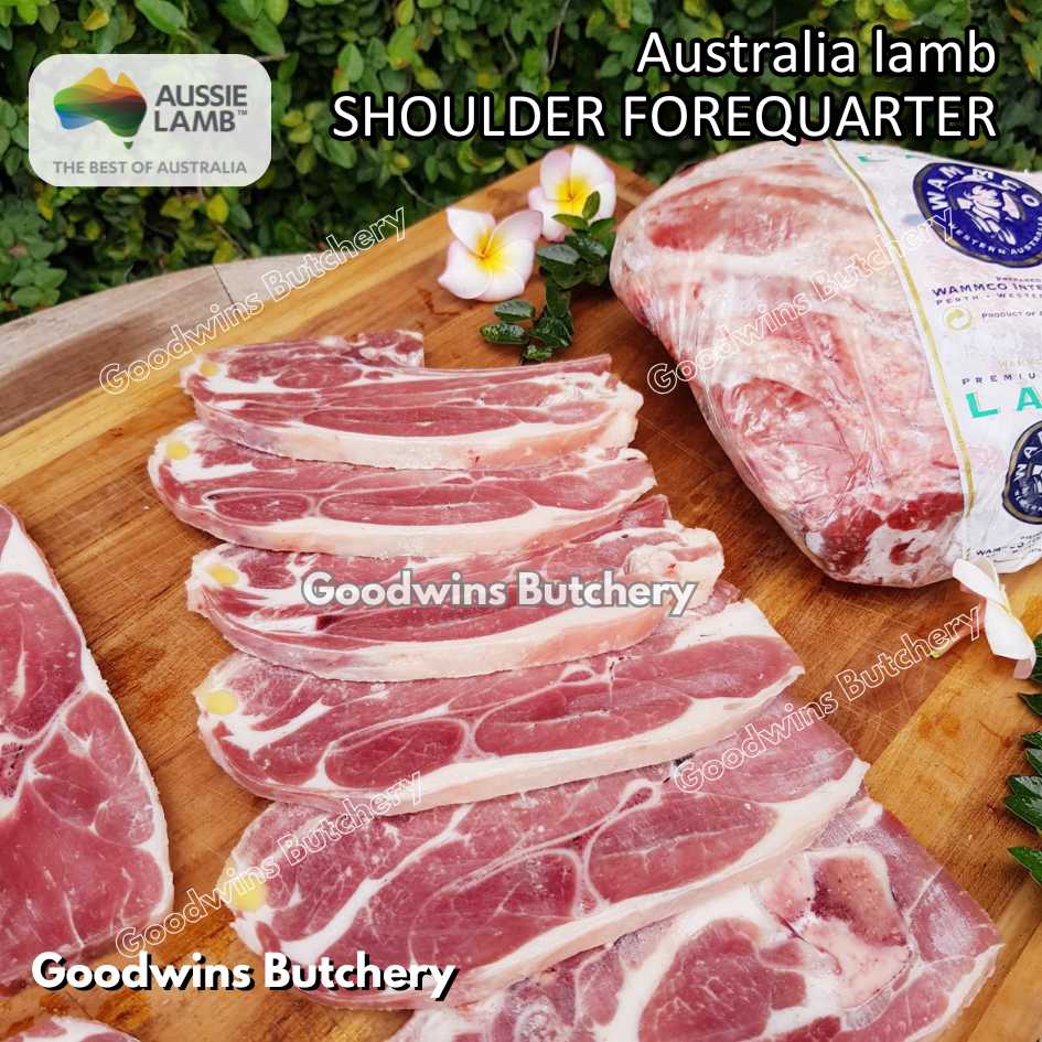 Lamb shoulder FOREQUARTER CHOP bone-in Australia +/- 1kg | brand Wammco Midfield WhiteStripe | bahu domba muda import frozen - Image 4