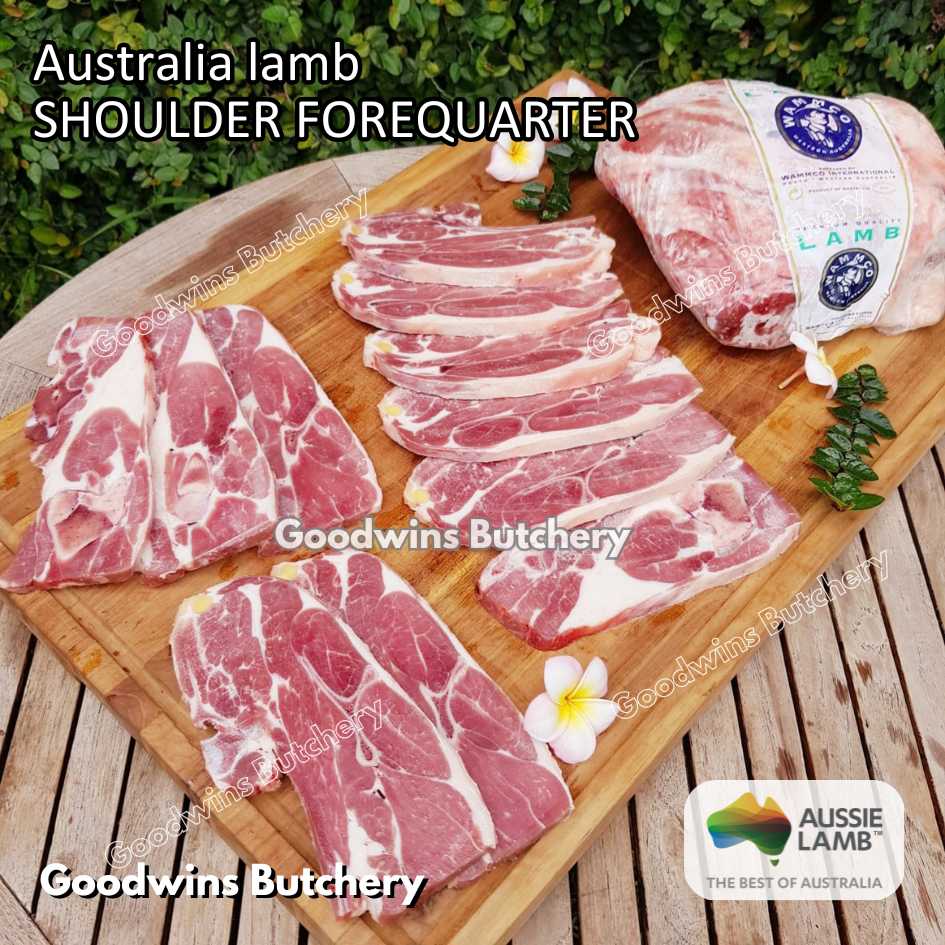 Lamb shoulder FOREQUARTER CHOP bone-in Australia +/- 1kg | brand Wammco Midfield WhiteStripe | bahu domba muda import frozen - Image 3