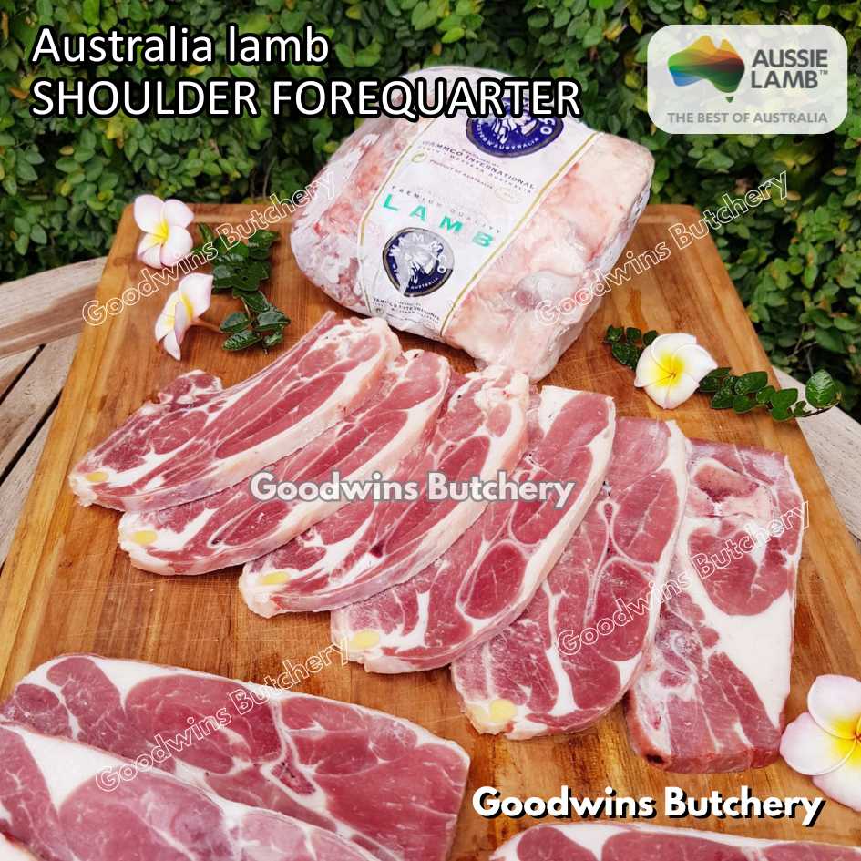 Lamb shoulder FOREQUARTER CHOP bone-in Australia +/- 1kg | brand Wammco Midfield WhiteStripe | bahu domba muda import frozen - Image 2