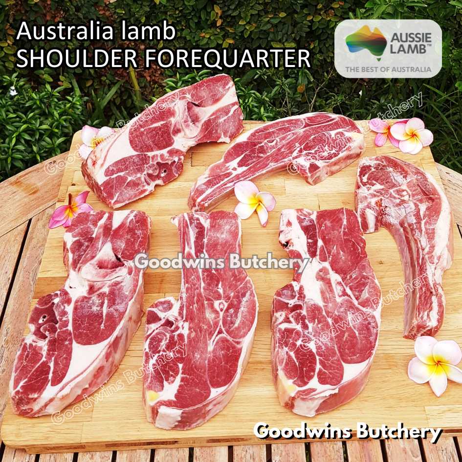 Lamb shoulder FOREQUARTER CHOP bone-in Australia +/- 1kg | brand Wammco Midfield WhiteStripe | bahu domba muda import frozen - Image 46