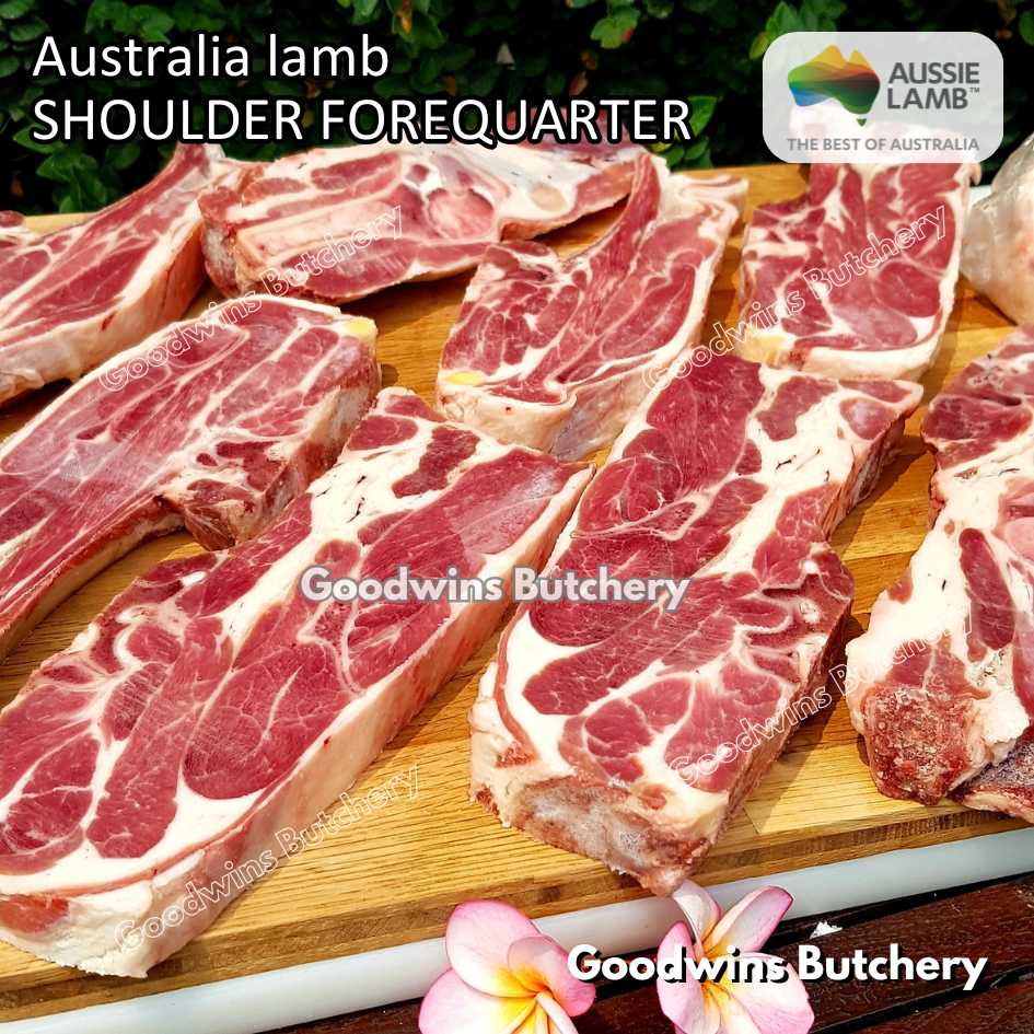 Lamb shoulder FOREQUARTER CHOP bone-in Australia +/- 1kg | brand Wammco Midfield WhiteStripe | bahu domba muda import frozen - Image 35