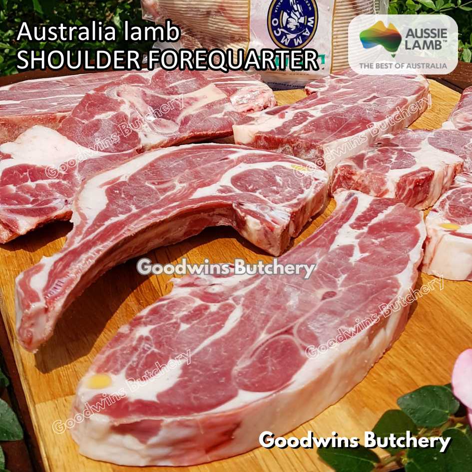Lamb shoulder FOREQUARTER CHOP bone-in Australia +/- 1kg | brand Wammco Midfield WhiteStripe | bahu domba muda import frozen - Image 34