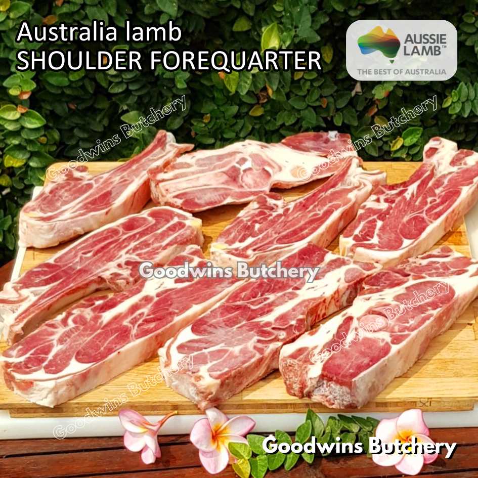 Lamb shoulder FOREQUARTER CHOP bone-in Australia +/- 1kg | brand Wammco Midfield WhiteStripe | bahu domba muda import frozen - Image 44