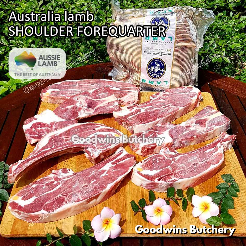 Lamb shoulder FOREQUARTER CHOP bone-in Australia +/- 1kg | brand Wammco Midfield WhiteStripe | bahu domba muda import frozen - Image 43