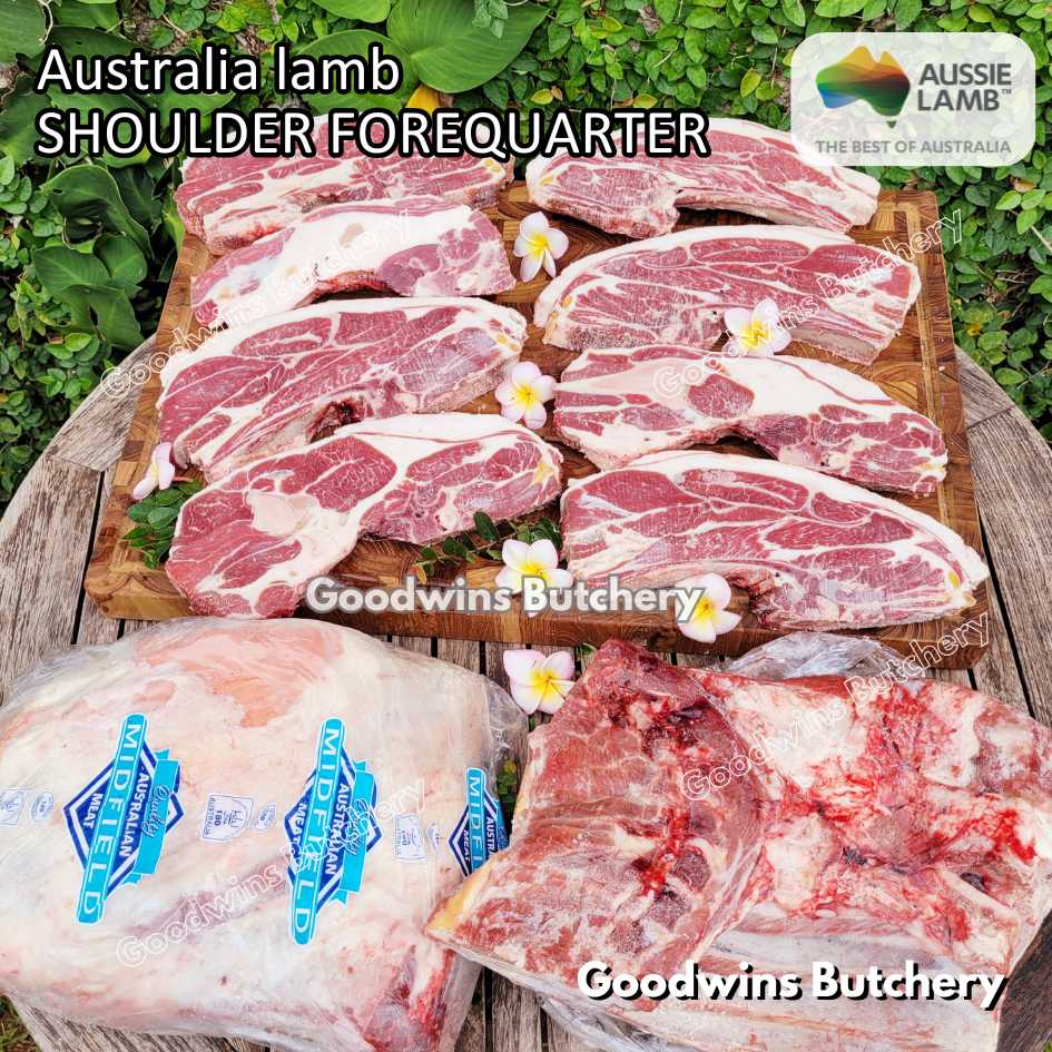 Lamb shoulder FOREQUARTER CHOP bone-in Australia +/- 1kg | brand Wammco Midfield WhiteStripe | bahu domba muda import frozen - Image 40