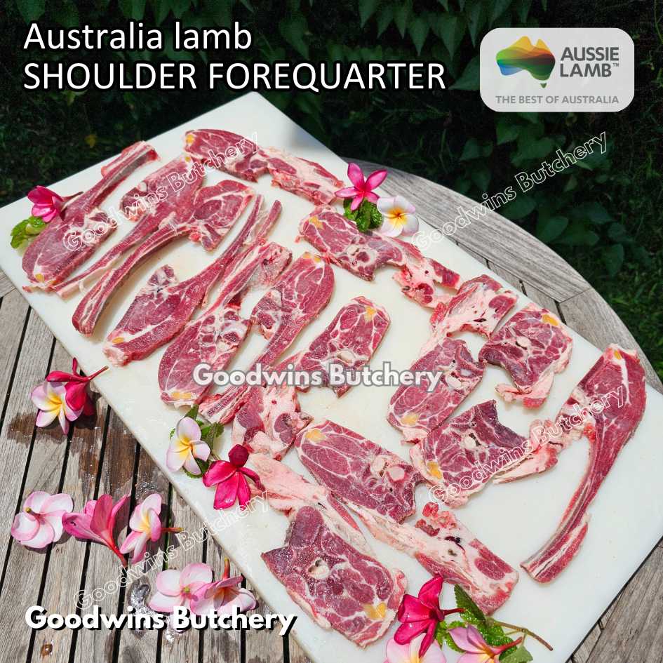 Lamb shoulder FOREQUARTER CHOP bone-in Australia +/- 1kg | brand Wammco Midfield WhiteStripe | bahu domba muda import frozen - Image 30
