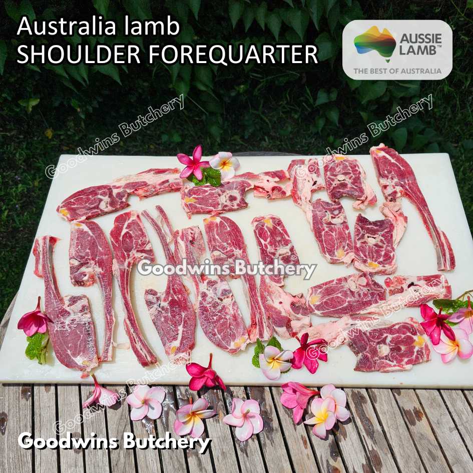 Lamb shoulder FOREQUARTER CHOP bone-in Australia +/- 1kg | brand Wammco Midfield WhiteStripe | bahu domba muda import frozen - Image 29