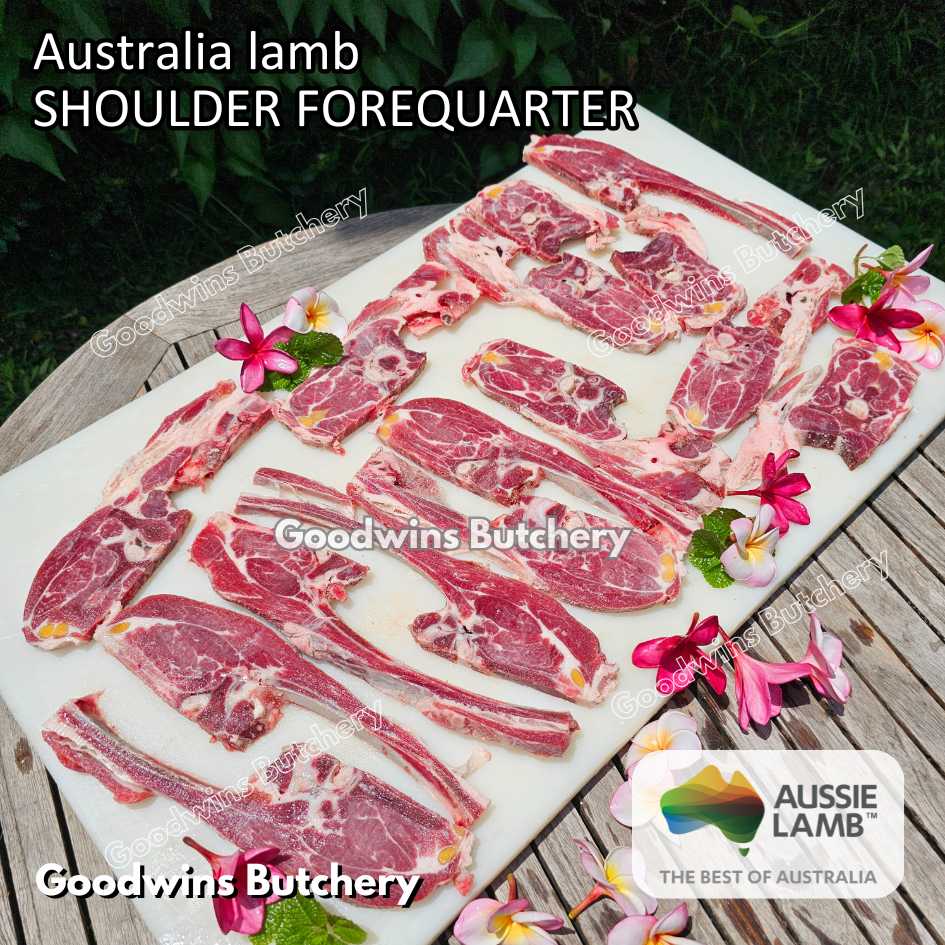 Lamb shoulder FOREQUARTER CHOP bone-in Australia +/- 1kg | brand Wammco Midfield WhiteStripe | bahu domba muda import frozen - Image 28