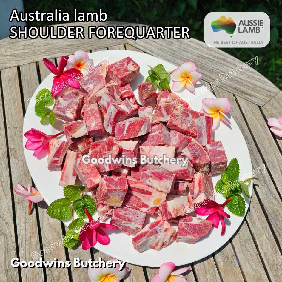 Lamb shoulder FOREQUARTER CHOP bone-in Australia +/- 1kg | brand Wammco Midfield WhiteStripe | bahu domba muda import frozen - Image 27