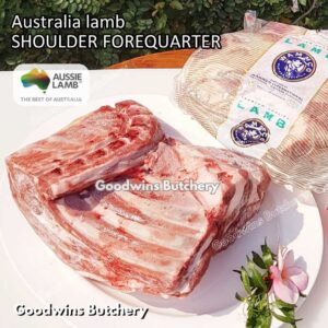 Lamb shoulder FOREQUARTER bone-in Australia whole cut +/- 3.5kg | brand Wammco Midfield WhiteStripe | bahu domba muda import frozen