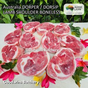 Australia lamb Dorsip / Dorper SHOULDER BONELESS half to cut steaks 1.3kg | collar bahu domba muda import beku tanpa tulang frozen