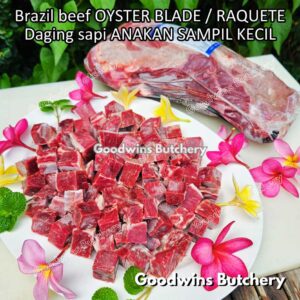 Beef OYSTER BLADE / RAQUETE Brasil Friboi pieces rendang cuts 2cm 1.6 kg/pack | daging sapi import sampil kecil beku frozen
