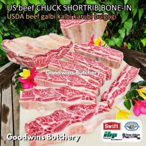 US beef CHUCK SHORTRIB BONE-IN crossed cut 1kg for Galbi Karubi Bulgogi Konro | USDA choice CREEKSTONE | daging iga sapi short rib frozen