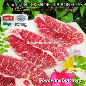 US beef Galbi Karubi Bulgogi Konro CHUCK SHORTRIB BONELESS portioned steak cuts +/- 500gr | USDA choice IBP daging iga sapi tanpa tulang short rib frozen