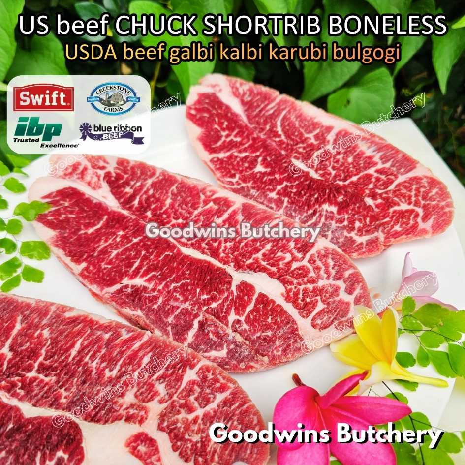 US beef Galbi Karubi Bulgogi Konro CHUCK SHORTRIB BONELESS portioned steak cuts +/- 500gr | USDA choice IBP daging iga sapi tanpa tulang short rib frozen