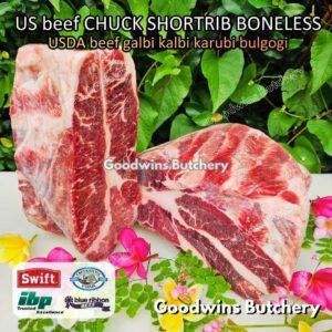 US beef Galbi Karubi Bulgogi Konro CHUCK SHORTRIB BONELESS portioned +/- 2kg | USDA choice IBP daging iga sapi tanpa tulang short rib frozen