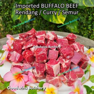 Buffalo beef daging Kerbau SEMUR CURRY CUTS 3X3cm imported frozen vacuum packed 1kg