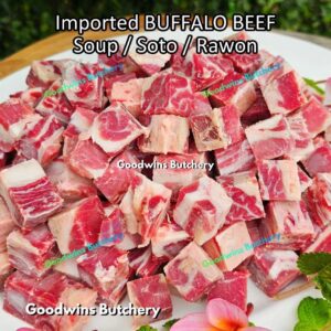 Buffalo beef daging Kerbau SOUP SOTO RAWON CUTS imported frozen vacuum packed 1kg