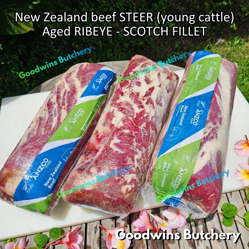 Beef RIBEYE New Zealand STEER (young cattle) aged-frozen whole cuts utuh +/- 5kg | brand NZ ANZCO | Scotch-Fillet Cuberoll - Image 21
