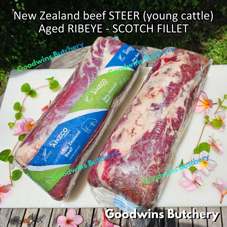 Beef RIBEYE New Zealand STEER (young cattle) aged-frozen whole cuts utuh +/- 5kg | brand NZ ANZCO | Scotch-Fillet Cuberoll - Image 9