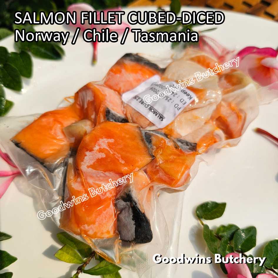 SALMON SAIKORO pieces cubed diced dadu fillet boneless Norway Chile Tasmania frozen 250gr - Image 6