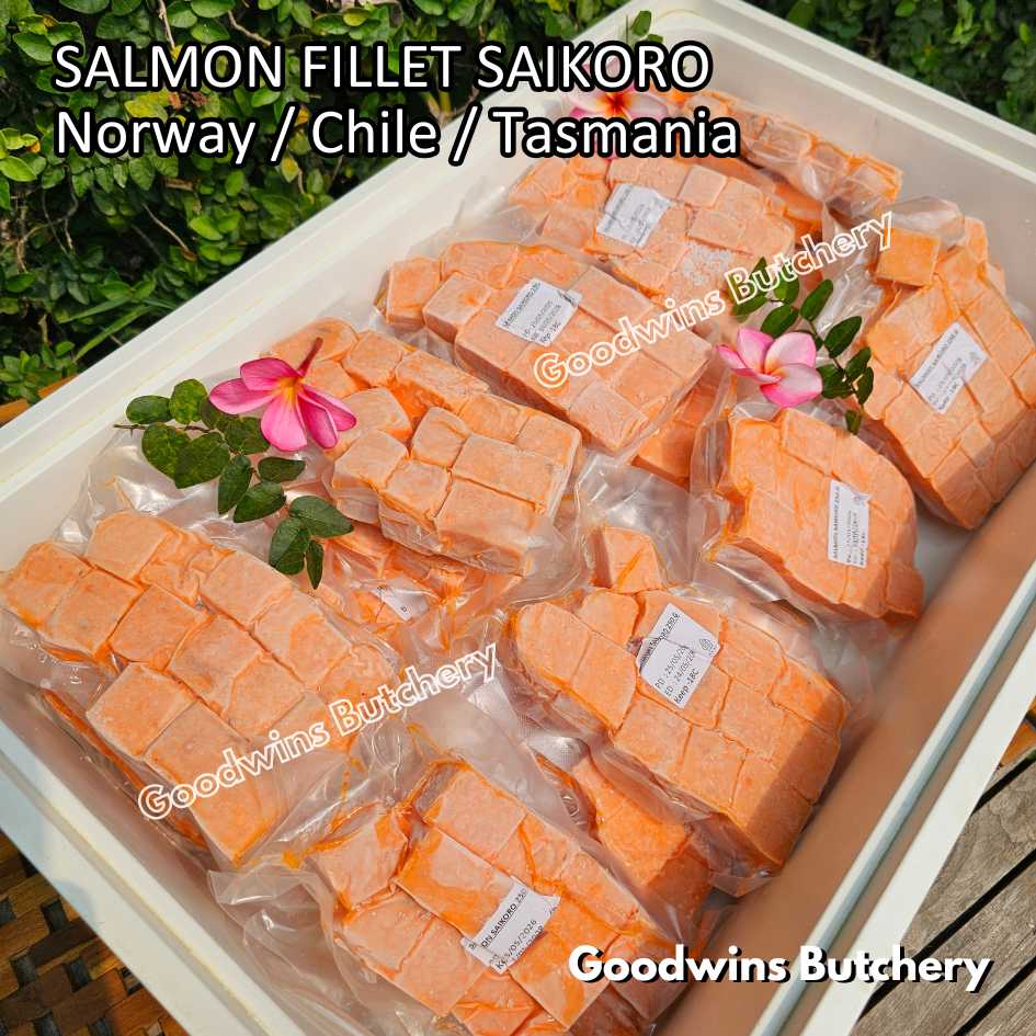 SALMON SAIKORO pieces cubed diced dadu fillet boneless Norway Chile Tasmania frozen 250gr - Image 9