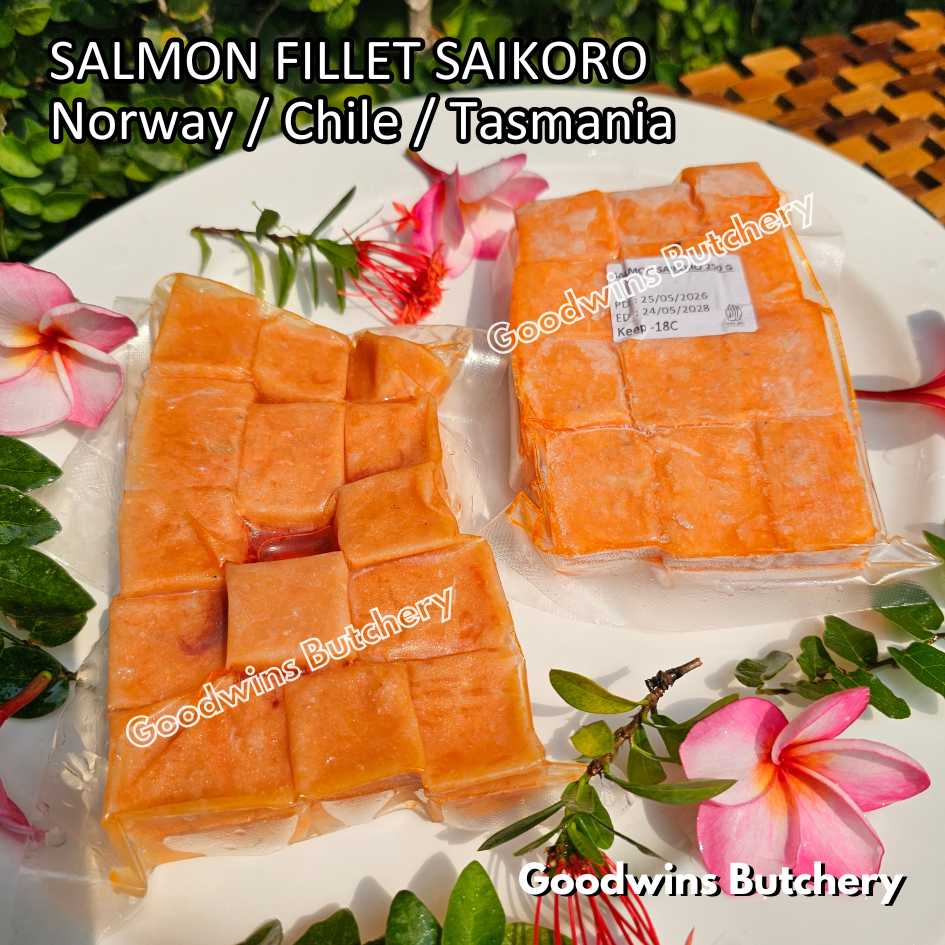 SALMON SAIKORO pieces cubed diced dadu fillet boneless Norway Chile Tasmania frozen 250gr - Image 7